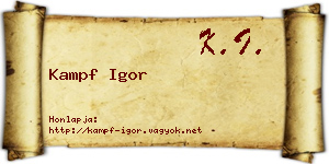 Kampf Igor névjegykártya